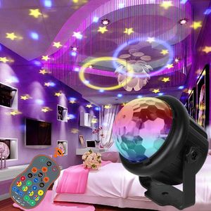 RGB LED Par Light Disco Laser Projector USB DJ Party Stage Lampa Sound Strobe 3D Starry Sky Magic Ball na Boże Narodzenie