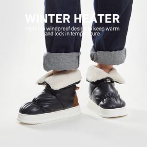 Boots UTUNE Men's Winer Waterproof Women Outside Shoes Plstform PU Warm Home Slippers Fashion Couple Outdoor Snow 230201