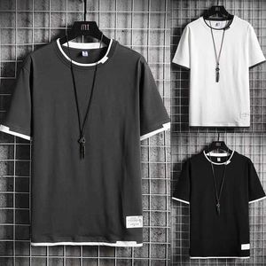 Mäns T-shirts Summer Simple Solid Color Polyester T-shirt Men's Short Sleeve Top Cotton T-Shirt Men's O-Neck Bekväm topp Y2302