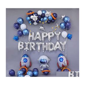 Decorazione per feste Spazio esterno Tema Astronauta Razzo Palloncini Foil Galaxy Boy Decorazioni per bambini Compleanno Bomboniere Helium Globalsparty Drop Del Dhcua