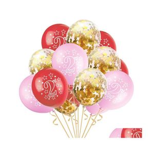 Party Decoration 15st Blue Pink 2: a f￶delsedag Latex Ballonger 2 ￥r gammalt nummer Ballong Kids Happy Confetti Ballons Drop Delivery Hom Dhdgc