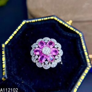 Cluster Rings KJJEAXCMY Fine Jewelry 925 Sterling Silver Inlaid Natural Pink Sapphire Ring Elegant Girl's Support Test