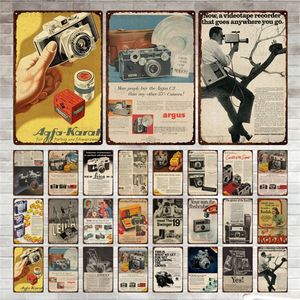 Camera Metal Painting Plaque Metal Vintage Poster Photography Tin Signs Decoration for Club Man Cave Living Room Home Wall Decor 20cmx30cm Woo