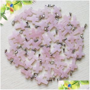 Charmos Rose Quartz Crystal Heart Star Cross Natural Stone Pingents para Brincos de Colar J￳ias Fazendo Whoelsale Drop Deliv Dhgarden Dhmnv