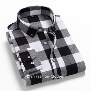 Mens Casual Shirts Man Plaid Cotton Chemise Male Blouses Long Sleeve Formal Business Shirt Clothing 230131