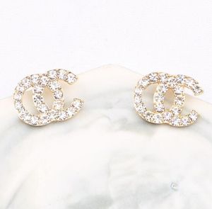 20 stile 18 carati placcato oro designer di marca lettere stud piccolo dolce vento orecchini di lusso donne geometriche strass gioielli orecchino di cristallo