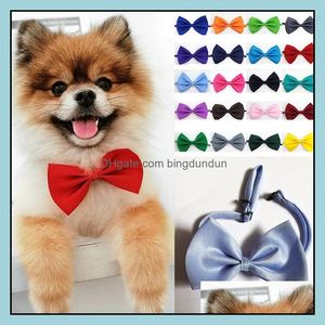 Dog Apparel Adjustable Strap Pet Bow Tie Neck Accessory Necklace Collar Puppy Bright Cat Rabbit Bowtie Mix Color Drop Delivery Home Otns2