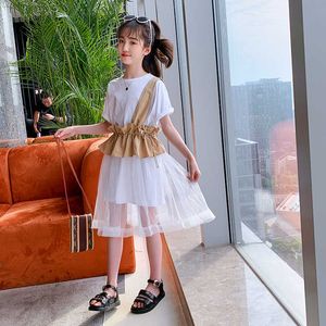 Girl's Dress for girls Sweet Ruffle Lace Dresses Summer One-shoulder Design dresses 6 7 8 9 10 11 12 13 years Kids Fashion Clothing