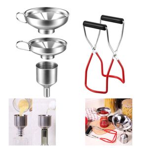 Cooking Utensils Canning Jar Lifter With Grip Handle Stainless Steel Can Tongs Clip Funnel Heat Resistance AntiClip Kitchen Tool 230201