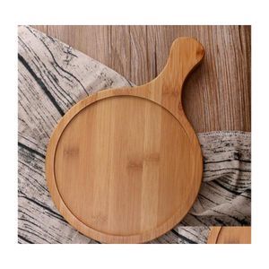 Chopping Blocks 8 Size Bamboo Round Pizza Tray With Handle Baking Cutting Board Home Bakeware Tools Food Grade Trays D1295 Drop Deli Dhzpm