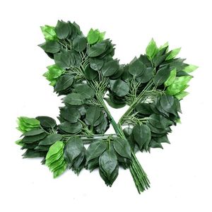 Decorative Flowers & Wreaths 12pcs Artificial Leaves Plastic Tree Ficus Leaf Ginkgo Biloba Branches Outdoor Fake For DIY Office Home DecorDe