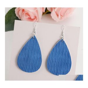 Charm Fashion Pu Leather Waterdrop Orecchini Colorf Water Ripple Light Weight For Women Elegant Young Girls Gift Drop Delivery Jewelry Oth19