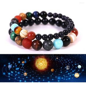 Strang Naturstein Yoga Chakra Armbänder Retro Acht Planeten Runde Kugel Perlen Stretch Universum Solar Männer Männlich