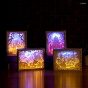 Luzes noturnas esculpindo arte 3d papel led mesa de mesa luminária quarto de cabeceira decoração de feriado de Natal Presentes de aniversário