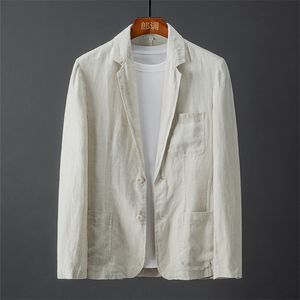 Erkekler Suits Blazers Erkekler Blazer Ceket Bahar Yaz Katı İnce Sıradan İş İnce Terno Maskulino Nefes Alabilir Beyaz Pamuk Keten Takım Erkek 230202