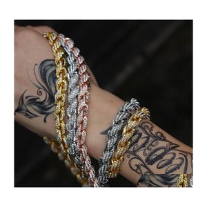 Link Chain Fashion Mens Gold Armband High Quality Iced Out Twist Armband Hip Hop Jewelry 3427 Q2 Drop Delivery Dhyby