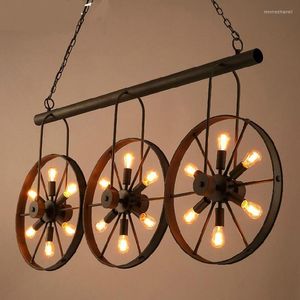 Lampy wiszące loft American Creative Personality Lights Industrial Retro Wind Kutnie żelazne Koła Kawa LU80133