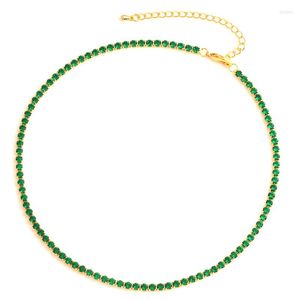Girocollo Collana da tennis CZ verde smeraldo per donna Temperamento di lusso Gioielli da festa accessori per collo da sposa femminile