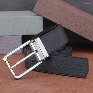 Belts High-Grade Black Belt Men's Leather Fashion Pin Buckle Luxury Design Youth Business Golf Trend Top Layer Cowhide Type 2449