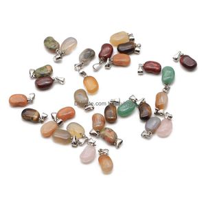 Pendant Necklaces Coin Oval Heart Shape Stone 10Pcs Mixed Natural Gemstones Pendants For Women Jewelry Gifts Drop Delivery Dhfla