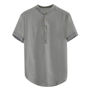 Мужские повседневные рубашки черная футболка мужская мешколога с твердым цветом из хлопка льняные коротки с коротки