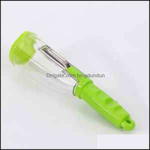 Outros acessórios para facas de aço inoxidável Mtifuncional Storage Peeler com um recipiente para kit de vegetais de fruta de pepino de batata dhfhg