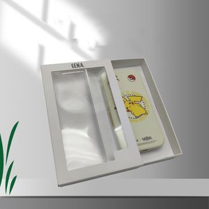 Customize Print White Cardboard Phone Case Sliding Open Drawer Box With Transparent PVC Window A387