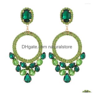 Dingle ljuskronor örhängen ztech stor länge för kvinnor färg lyxig oval kristall uttalande smycken trending produkter elegant bijoux d dh5kw