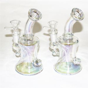 6.1" Hookahs Glass Bong Pipes Heady Mini bongs Dab Rigs Small Bubbler Beaker recycler oil rig with bowl ash catcher