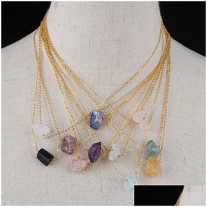 Hänge halsband guld reiki chakra irrear druzy natursten ametist halsband rose kvart lapis kvinnor män länk kedja juden jhgarden dhnw1