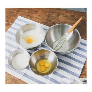 Bowls Stainless Steel Egg Mixing Bowl With Scale Kitchen Antiscalding Vegetable Salad Cooking Baking Tools Home Tableware Drop Deliv Dhlid