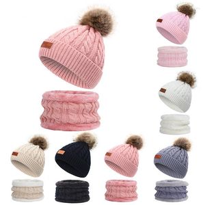 Hair Accessories Baby Hat Scarf Suit Autumn Winter Knitteed Kids Set Cotton Girls And Boys Hats Neck Children 2-8 Years