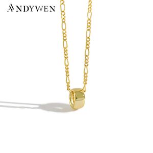 Pendant Necklaces ANDYWEN 925 Sterling Silver Special Locker Chain Necklace Three Circle Choker Rock Punk Circle Luxury 2020 Fashion Jewelry G230202