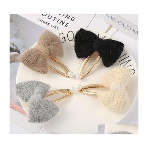 Fermagli per capelli Barrettes Gioielli di moda Bowknot lavorato a maglia Barrette Ragazza Forcina Clip Bobby Pin Drop Delivery Hairjewelry Dh1Ng