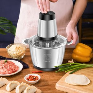 Meat Grinders 2L Stainless Steel Electric Chopper Grinder Mincer Food Processor Slicer Vegetable Machine 230201