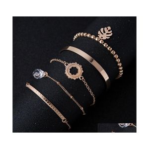 Fili di perline Ornamento a mano alla moda con albero di diamanti Bracciale con pendente in cristallo geometrico Set semplice Fiore 135C3 Consegna a goccia Dhh8A