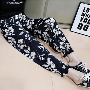 Women's Pants Cool Ice Silk Women High-waisted Lantern Summer National Style Loose Large Size Radish Harem