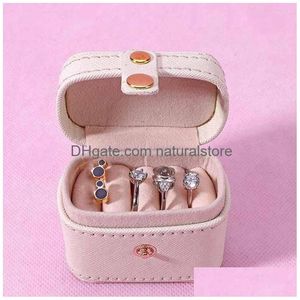 Jewelry Pouches Bags Pouches Portable Small Organizer Display Travel Simple Mini Gift Case Boxes Leather Earring Necklace Ring Hold Dhjnr