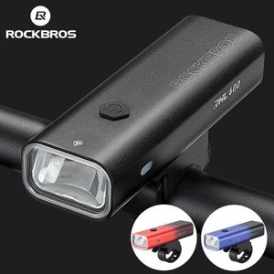 S Rockbros Bicycle Front 600Lumen IPX6バイクライト充電式2600MAH 5MODES懐中電灯タイプCサイクリングランプアクセサリー0202