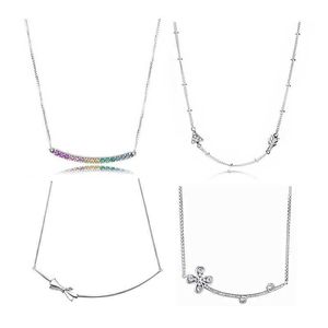 Pendant Necklaces 925 Sterling Silver Fashion Charm Sexy Clavicle Chain Bow Arrow Flower Colored Zircon Birthday Gift Korea Japanese Style Women's G230202