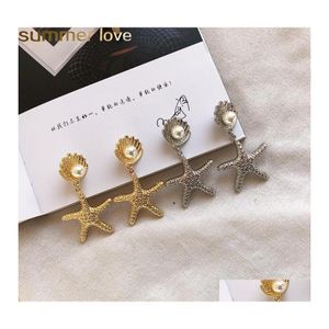 Dangle Chandelier Gold Starfish Earrings Seashell Big Circle High Quality Shell Earring Fashion Women Bohemian Style Drop Delivery Otye2