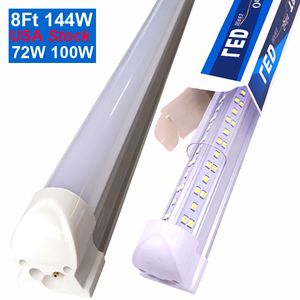 72W 144W LED Tüp Işık 2ft 4ft 8ft V-şekilli entegre T8 V şekilli çiftler yan 4 satır LEDS Işıklar Tüpler AC85-277V OEMLED