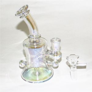 Glasbecher-Bongs, Wasserpfeifen, 6,1-Zoll-Mini-Recycler, Dab-Rig-Wasserpfeifen, kleine Bohrinseln, Wachs-Bubbler, glattes Rohr