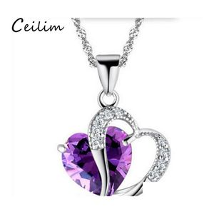 Pendant Necklaces Style Crystal Rhinestone Heart Shaped Necklace Women Blue Champagne Pink Fine Jewelry For Girls Drop Delivery Penda Otjl3