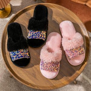 Slippers Cotton Women Ins Sequins Fashion Plush Home Indoor
