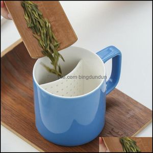 Tassen Original Teetasse Keramikbecher mit Deckel Keks Blume Büro Geschenk Wasser Set Coffee Shop Home Trinkutensilien Drop Lieferung Gar DH23V