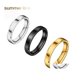 Band Rings 4Mm 6Mm 8Mm Stainless Steel For Men Women High Polished Edges Engagement Ring Jewelry Black Gold Color Fit Size 512 Drop D Ot8Zl