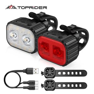 s Bicycle Q4 Upgraded Strobe 21/21 Lamp Bead Bike Headlight TailLight Set Rechargeable Waterproof Cycling Accessories 0202