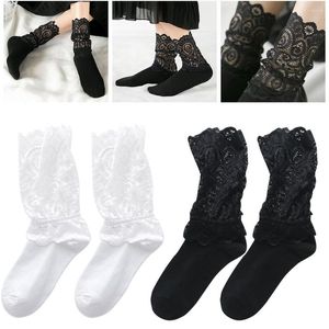 Women Socks 1Pair Summer Sexy Retro Lace Floral Black Mesh Girl Elastic Fashion Lady Hipster Lovely Soft Long Female Soxes