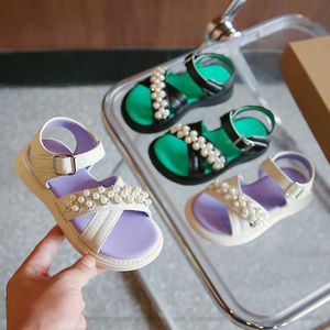 2022 Chic Styles Little Girls Shoes Platform Princess Clean-girl Pretty Wedding Party Crossed Sandals with Pearl F04303 0202